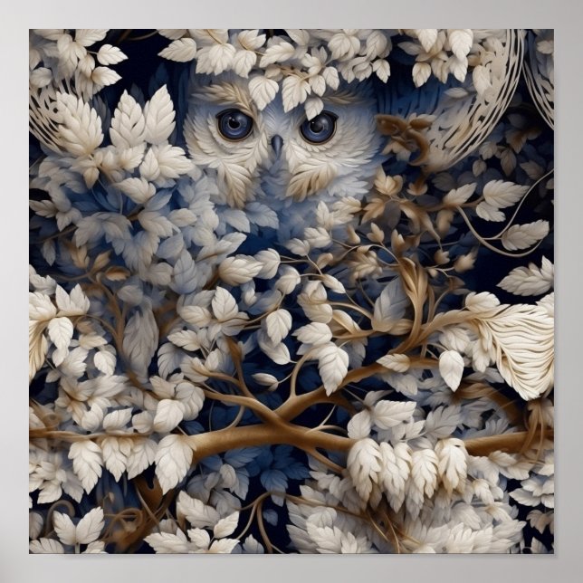 Modern Hidden Owl In The Forest Art Poster (Front)