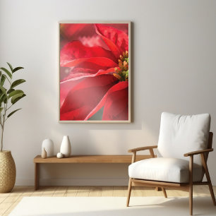 Modern High Poly Poinsettia Botanical Wall Art