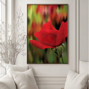Modern High Poly Red Rose Botanical Wall Art