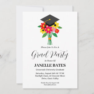 modern high school floral graduation invitations