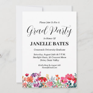 modern high school floral graduation invitations