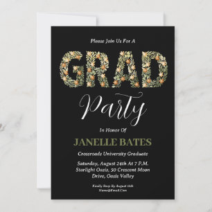 modern high school floral graduation invitations