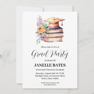 modern high school floral graduation invitations