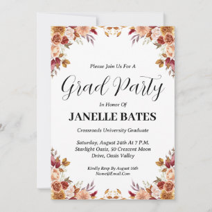 modern high school floral graduation invitations