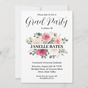modern high school floral graduation invitations