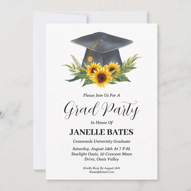 modern high school floral graduation invitations (Front)