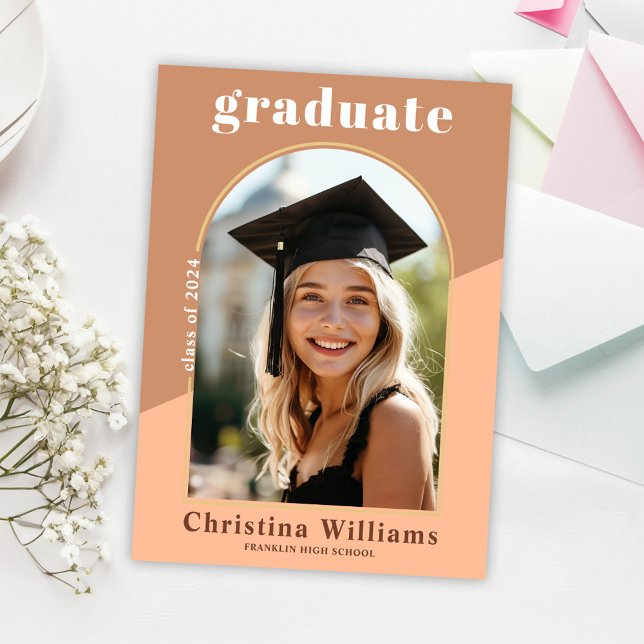 Modern High School Graduate Arch Photo Graduation Announcement (Modern High School Graduate Arch Photo Graduation Announcement)