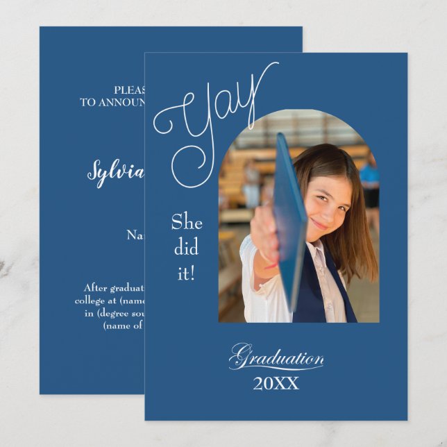 Modern High School Graduation Announcement - photo (Front/Back)