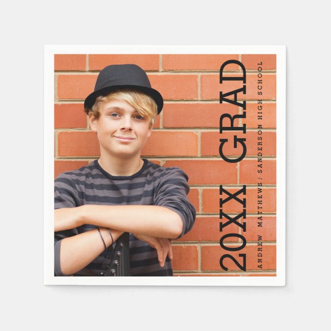 Modern High School Graduation Party Paper Napkins (Front)