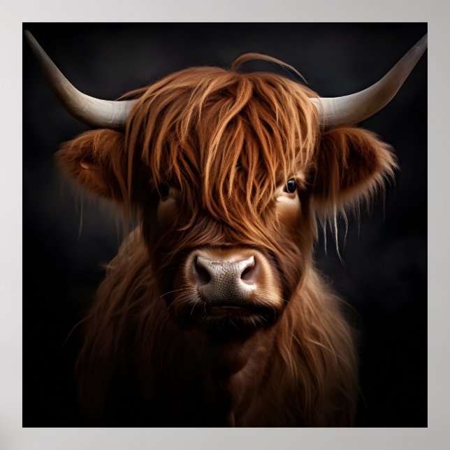 Modern Highland Cow Photograph poster print (Front)