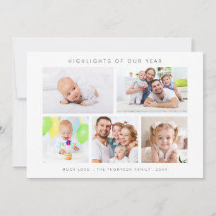 Modern Highlights of Year 5 Photos Christmas Holiday Card