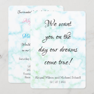 Modern Hint of Green Marble Wedding Invitations