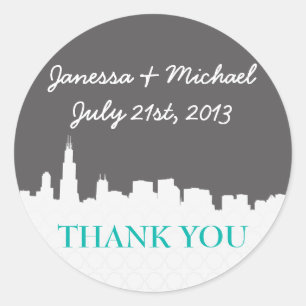 Modern & Hip Cityscape Thank You Stickers
