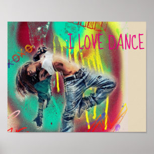 Modern hip hop dancer teenage girl room poster