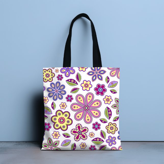 Modern Hippie Floral Pattern | Botanical Tote Bag (Creator Uploaded)