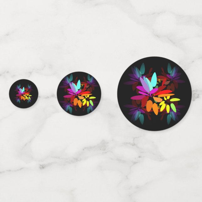 Modern Hippie Psychedelic Style Rainbow Colours Confetti (Fronts)