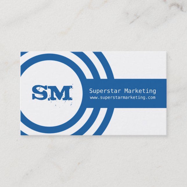 Modern Hipster Business Card, Bold Blue Business Card (Front)