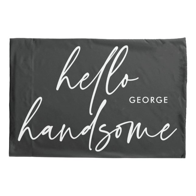 Modern his her modern black white gift pillow case (Back-Left)