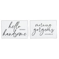 Modern his her modern black white gift pillow case
