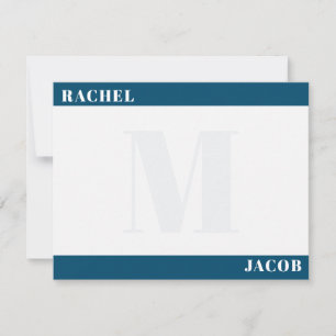 Modern His & Hers Dark Red Monogram Stationery Card