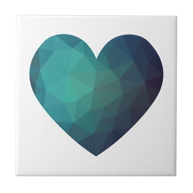 Modern hitech 3d blue origami heart tile (Front)
