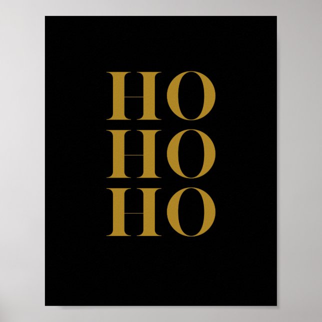 Modern"HO HO HO" Holiday Wall Art | Black & Gold (Front)