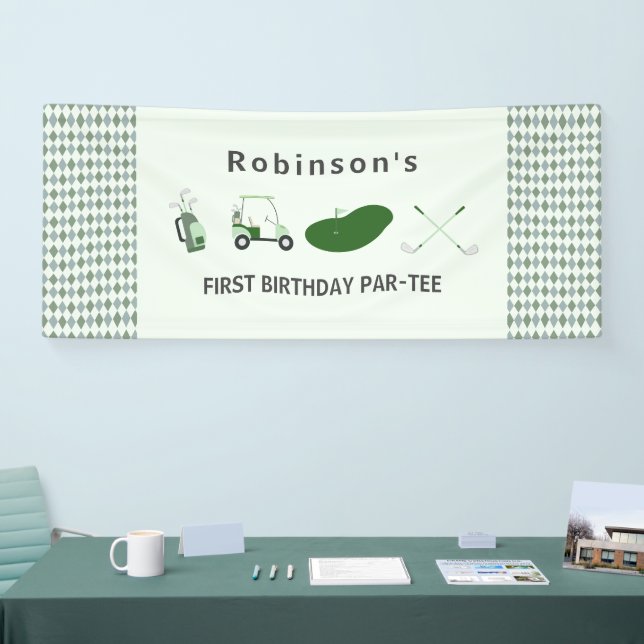 Modern Hole in One golf birthday Par-tee  Banner (Tradeshow)