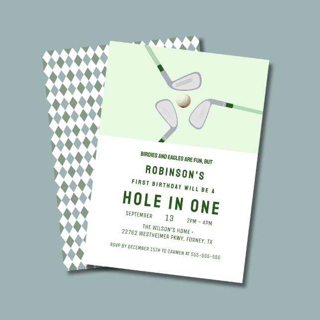 Modern Hole in One Par-tee golf birthday Invitation (Creator Uploaded)