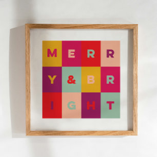 Modern Holiday Art Merry and Bright Print