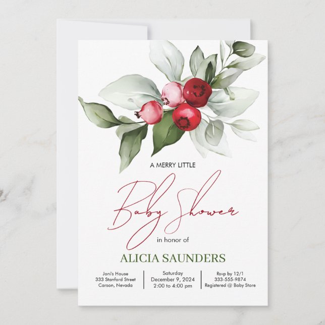 Modern Holiday Baby Shower Invitation (Front)