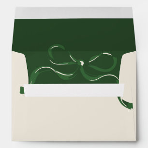 Modern Holiday Big Green Bows Christmas Cream Envelope