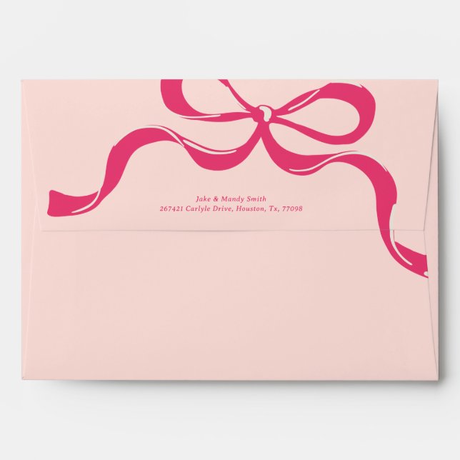 Modern Holiday Big pink Bow Christmas Envelope (Back (Top Flap))