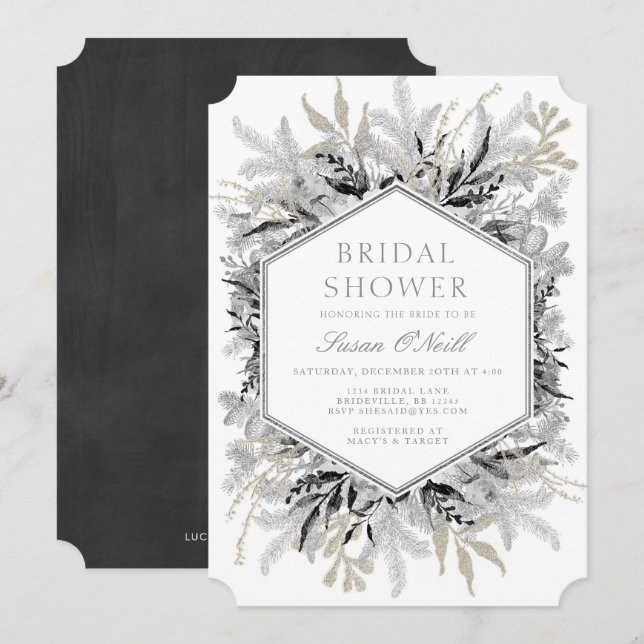 Modern Holiday Bridal Shower Invitation (Front/Back)