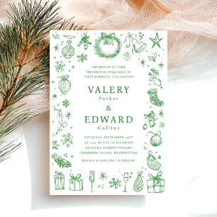 Modern Holiday Christmas Wedding Invitation