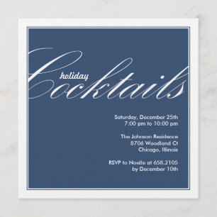 Modern Holiday Cocktail Party Invitation - Blue