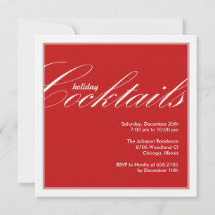 Modern Holiday Cocktail Party Invitation - Red