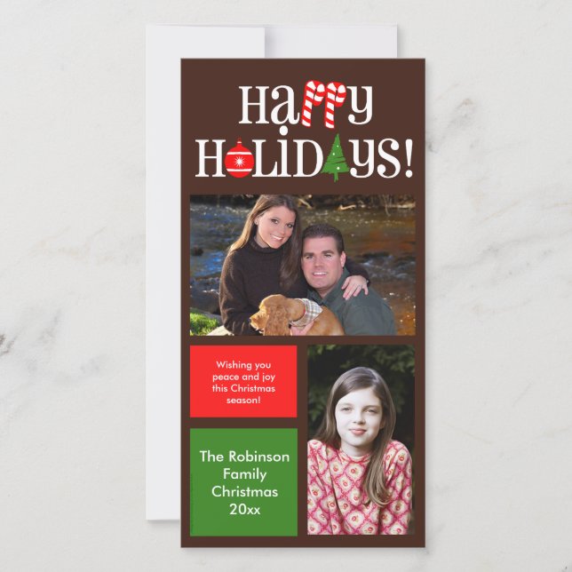 Modern Holiday Colour Blocks 2 Card (Front)
