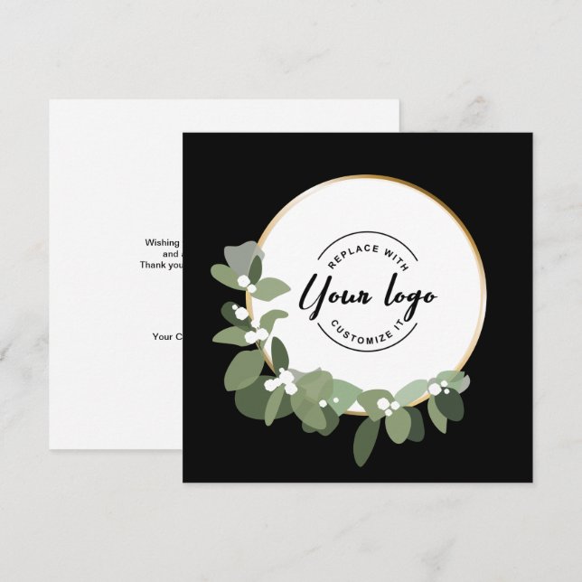 Modern Holiday Corporate Green Wreath Custom Logo (Front/Back)