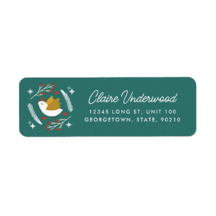 Modern Holiday Dove Teal Green Return Address