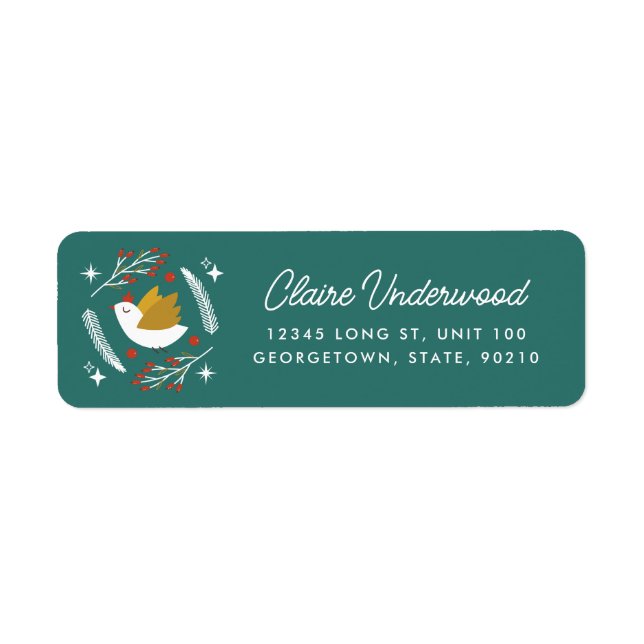 Modern Holiday Dove Teal Green Return Address (Front)