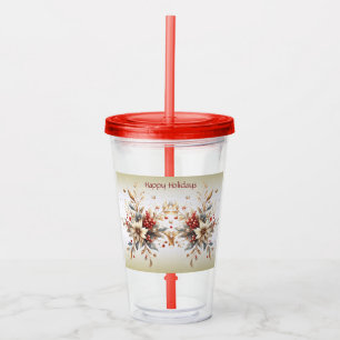Modern Holiday Flowers Acrylic Tumbler