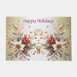 Modern Holiday Flowers Doormat