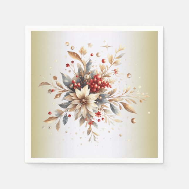 Modern Holiday Flowers Napkin (Front)