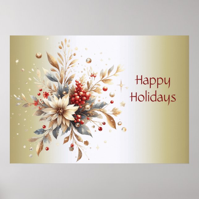 Modern Holiday Flowers Poster (Front)