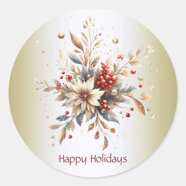 Modern Holiday Flowers Sticker (Front)
