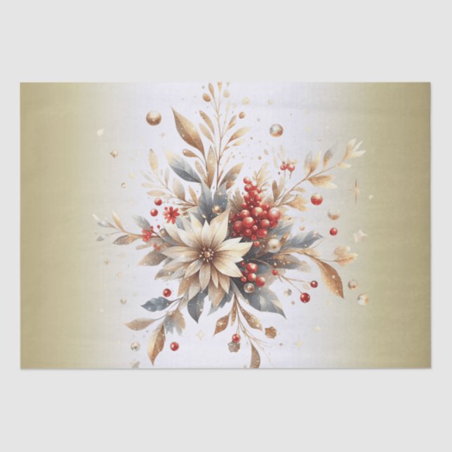Modern Holiday Flowers Tissue Paper (Front)
