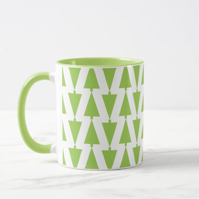 Modern Holiday Green Christmas Tree Pattern Mug (Left)