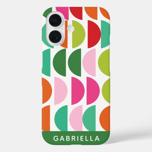 Modern Holiday Green Pink Geometric Personalised Case-Mate iPhone Case (Back)