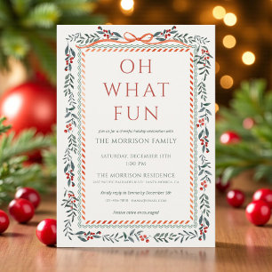 Modern Holiday Holly Christmas Party  Invitation
