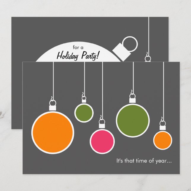 Modern Holiday Invitation - Dark Grey (Front/Back)